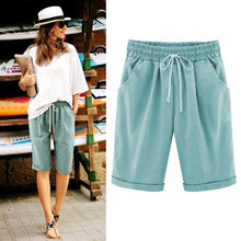 Load image into Gallery viewer, Women Summer Shorts Lace Up Elastic Waistband Loose Thin Casual Pants