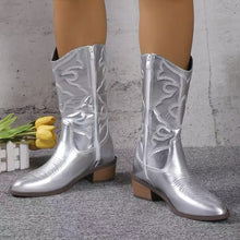 Load image into Gallery viewer, Women's Side Zipper Silver Pointed Retro Boots