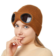 Load image into Gallery viewer, Unisex windproof glasses with cashmere knitted hat