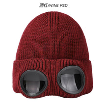 Load image into Gallery viewer, Unisex windproof glasses with cashmere knitted hat