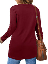 Load image into Gallery viewer, Women Twist Front Long Sleeve Crew Neck Shirts