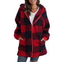 Load image into Gallery viewer, Women's Zip Hoodie Plaid Sweatshirt