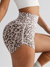 Load image into Gallery viewer, High-waisted Leopard Print Gym Shorts