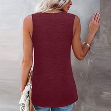 Load image into Gallery viewer, Women's Fashion O-Neck Sleeveless Tops Casual Lace Patchwork Hem Tank Tops