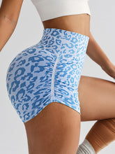 Load image into Gallery viewer, High-waisted Leopard Print Gym Shorts