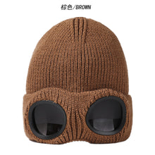 Load image into Gallery viewer, Unisex windproof glasses with cashmere knitted hat