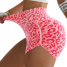 Load image into Gallery viewer, High-waisted Leopard Print Gym Shorts