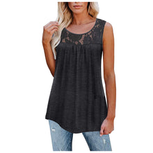 Load image into Gallery viewer, Women's Fashion O-Neck Sleeveless Tops Casual Lace Patchwork Hem Tank Tops