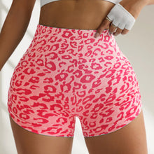 Load image into Gallery viewer, High-waisted Leopard Print Gym Shorts
