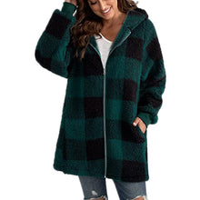 Load image into Gallery viewer, Women's Zip Hoodie Plaid Sweatshirt