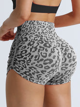 Load image into Gallery viewer, High-waisted Leopard Print Gym Shorts