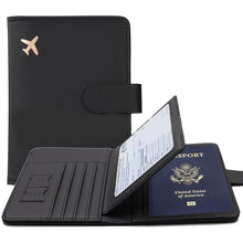 Load image into Gallery viewer, PU Leather Travel Passport Holder with Credit Card Holder Case Wallet Protector