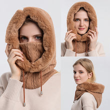 Load image into Gallery viewer, Winter Fur Cap Mask Set Hooded for Women