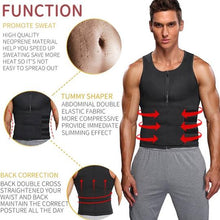 Load image into Gallery viewer, Men Neoprene Zipper Waist Trainer Vest Body Shaper with Two Belt