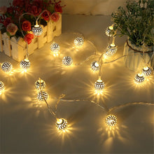 Load image into Gallery viewer, Fairy Moroccan Hollow Metal Ball LED String Lights