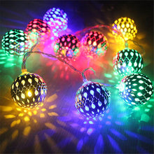 Load image into Gallery viewer, Fairy Moroccan Hollow Metal Ball LED String Lights