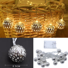Load image into Gallery viewer, Fairy Moroccan Hollow Metal Ball LED String Lights