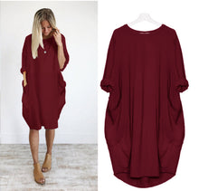 Load image into Gallery viewer, Women Fashion Dress Plus Size Stitching Long Sleeve Long Dress