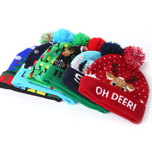 Load image into Gallery viewer, Christmas New Cuffed Ball Knit Hat With LED Colorful Dazzle Lights