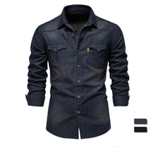 Load image into Gallery viewer, Elastic Cotton Denim Men Long Sleeve Quality Cowboy Shirts