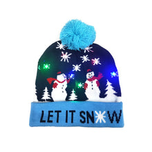 Load image into Gallery viewer, Christmas New Cuffed Ball Knit Hat With LED Colorful Dazzle Lights