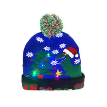 Load image into Gallery viewer, Christmas New Cuffed Ball Knit Hat With LED Colorful Dazzle Lights