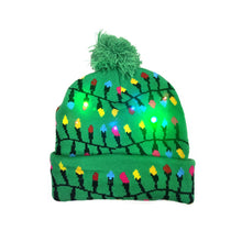 Load image into Gallery viewer, Christmas New Cuffed Ball Knit Hat With LED Colorful Dazzle Lights