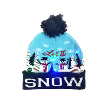 Load image into Gallery viewer, Christmas New Cuffed Ball Knit Hat With LED Colorful Dazzle Lights