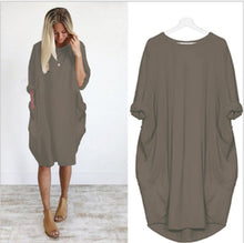 Load image into Gallery viewer, Women Fashion Dress Plus Size Stitching Long Sleeve Long Dress