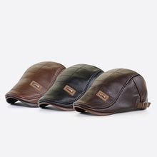 Load image into Gallery viewer, Men's Warm PU Leather Flat Cap