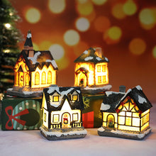 Load image into Gallery viewer, 2 Pack Christmas decorated resin illuminated cabin