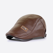 Load image into Gallery viewer, Men's Warm PU Leather Flat Cap