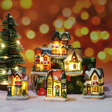 Load image into Gallery viewer, 2 Pack Christmas decorated resin illuminated cabin