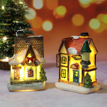 Load image into Gallery viewer, 2 Pack Christmas decorated resin illuminated cabin