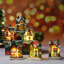Load image into Gallery viewer, 2 Pack Christmas decorated resin illuminated cabin
