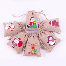 Load image into Gallery viewer, 10Pcs Jute Bags Christmas Gift Drawstring Pouch