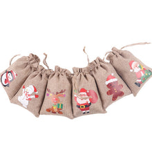 Load image into Gallery viewer, 10Pcs Jute Bags Christmas Gift Drawstring Pouch