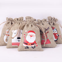 Load image into Gallery viewer, 10Pcs Jute Bags Christmas Gift Drawstring Pouch