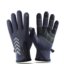 Load image into Gallery viewer, Outdoor winter skiing fleece zipper waterproof non-slip reflective touch screen gloves