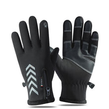 Load image into Gallery viewer, Outdoor winter skiing fleece zipper waterproof non-slip reflective touch screen gloves