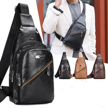 Load image into Gallery viewer, Men PU USB Charging Shoulder Bag