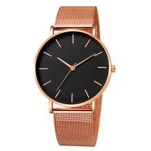 Load image into Gallery viewer, Classic Black Ultra Thin Stainless Steel Mesh Belt Quartz Wrist Watch