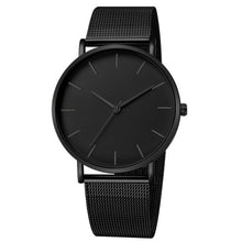 Load image into Gallery viewer, Classic Black Ultra Thin Stainless Steel Mesh Belt Quartz Wrist Watch