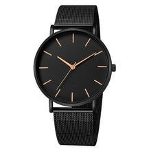 Load image into Gallery viewer, Classic Black Ultra Thin Stainless Steel Mesh Belt Quartz Wrist Watch