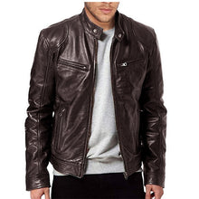 Load image into Gallery viewer, Mens Fashion PU Leather Slim Fit Stand Collar Jacket