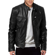 Load image into Gallery viewer, Mens Fashion PU Leather Slim Fit Stand Collar Jacket