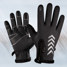 Load image into Gallery viewer, Outdoor winter skiing fleece zipper waterproof non-slip reflective touch screen gloves