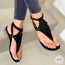 Load image into Gallery viewer, Ladies slip-on herringbone flat sandals