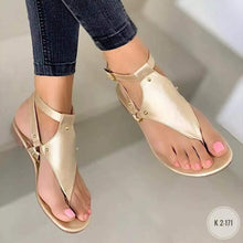 Load image into Gallery viewer, Ladies slip-on herringbone flat sandals