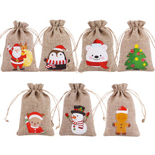 Load image into Gallery viewer, 10Pcs Jute Bags Christmas Gift Drawstring Pouch